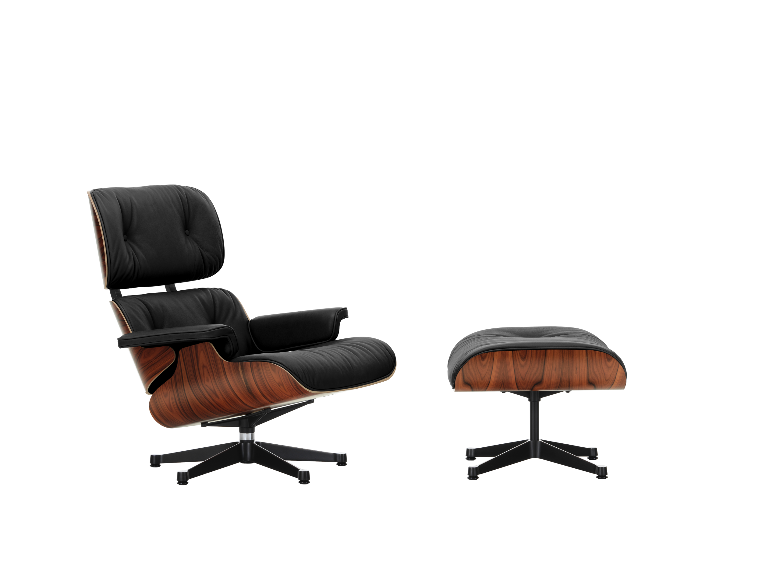 9709929_Eames Lounge Chair - Veneer 05 Santos Palisander - Leather Premium F 66 nero - Metal 3-12 polished aluminium - deep black powder coated smooth_F_master
