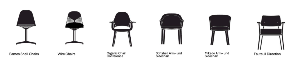 Stoelen die meedoen met de vitra 4 voor 3 actie