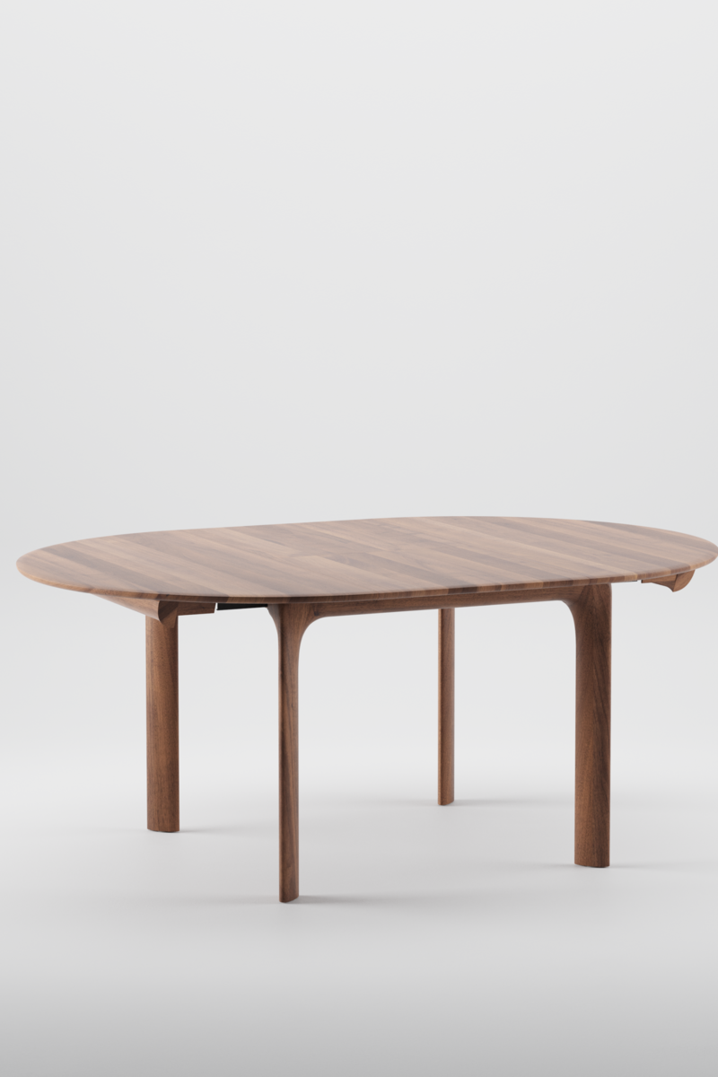 Artisan Fin uitschuifbare eetkamertafel rond bovenblad uitgeschoven